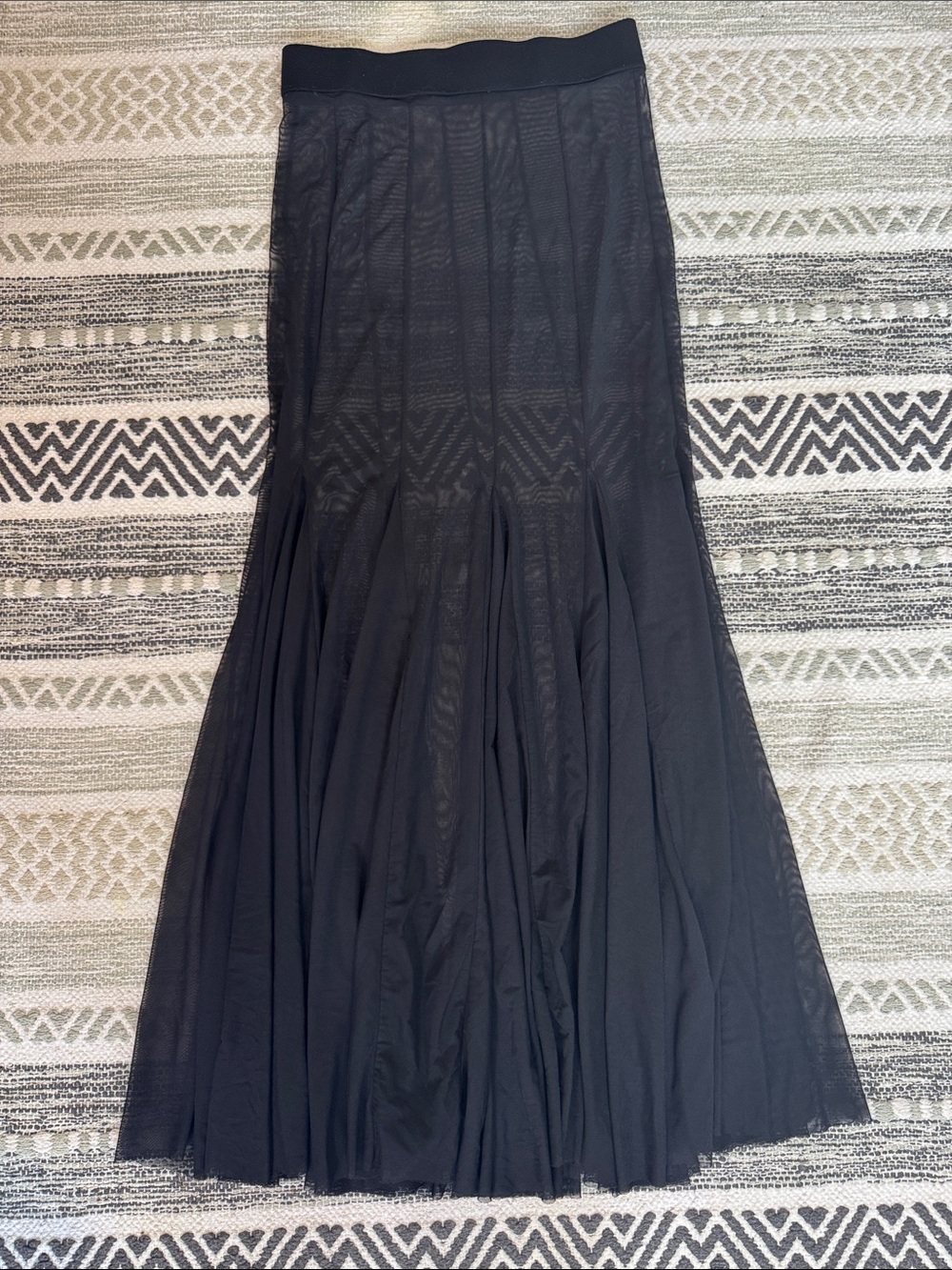 Free People Black Pleated mesh Maxi Skirt